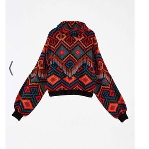 Farm Rio Rauti Beaded Tassle Turtleneck Sweater